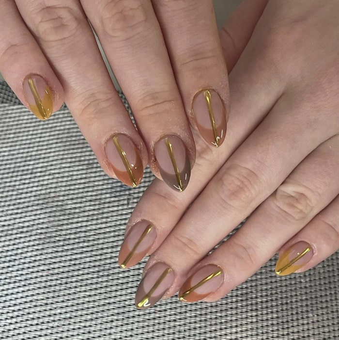 November nail designs - gilded fall nails