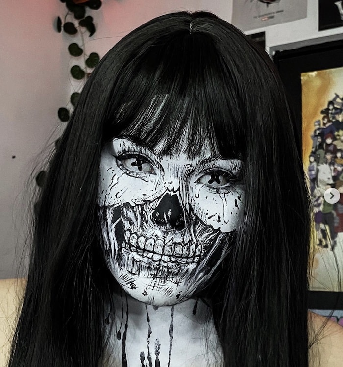 cool halloween makeup ideas - sketchy skull
