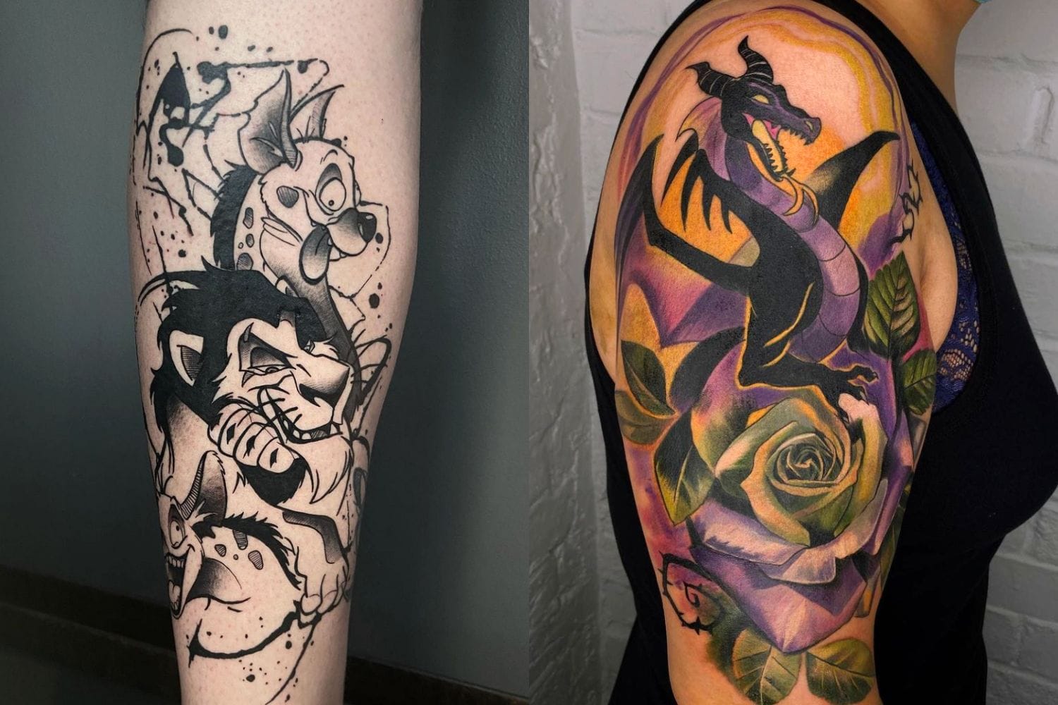 Piece number 4 of my Disney villains sleeve , Charlene Aragon out of  Painted Harts studio in orange county , CA : r/tattoos