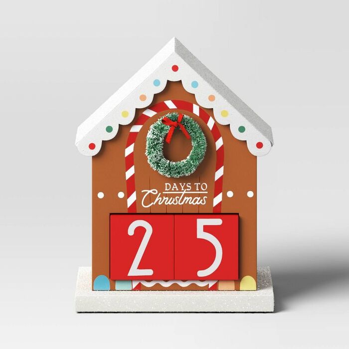 Target Holiday Decor 2023 - Wooden Gingerbread House Countdown Clock,