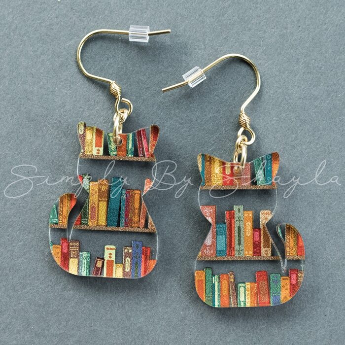 Best Gifts Under 25 - Cat Earrings with Books
