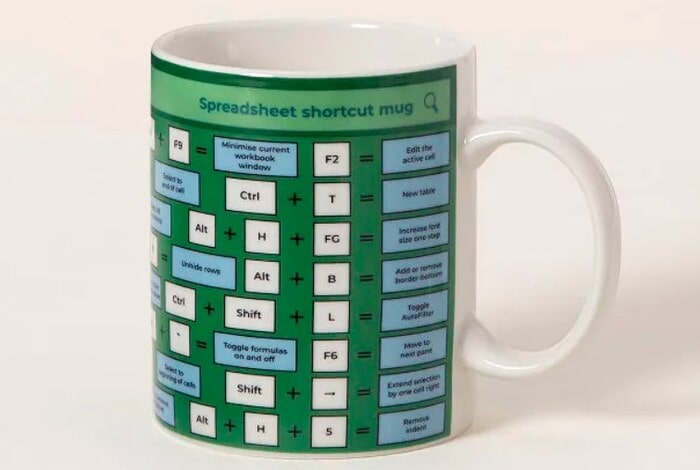Best Gifts Under 25 - Spreadsheet Shortcut Mug