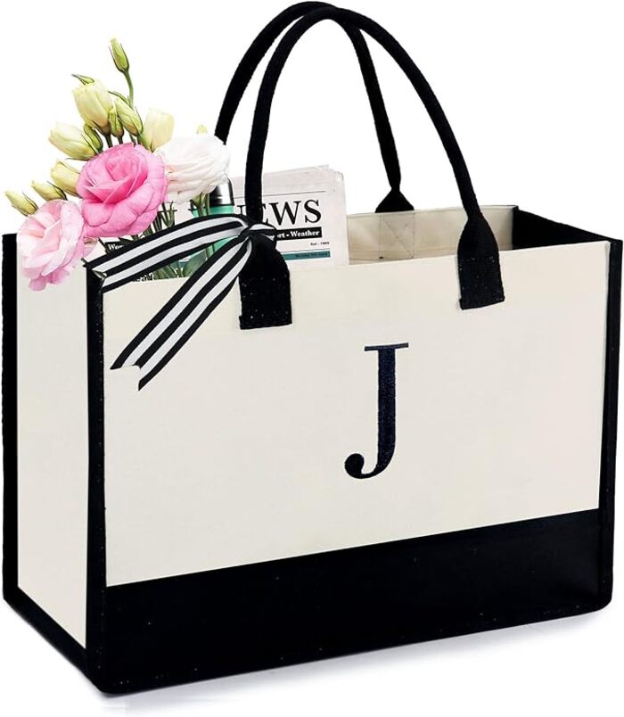 Best Gifts Under 25 - BeeGreen Monogrammed Gift with Zipper Pocket Women Tote Bag