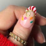 Cute Christmas Nails 2023 - Candy Cane French Tip Nails