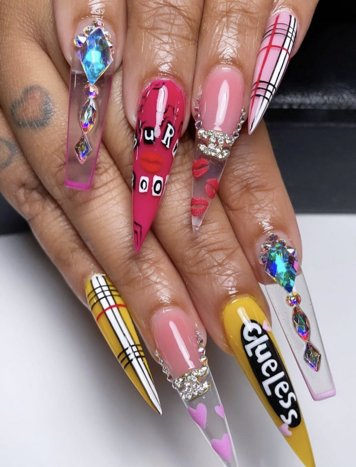 mean girls nail ideas - clueless crossover nails