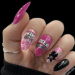 mean girls nail ideas - black and pink nails