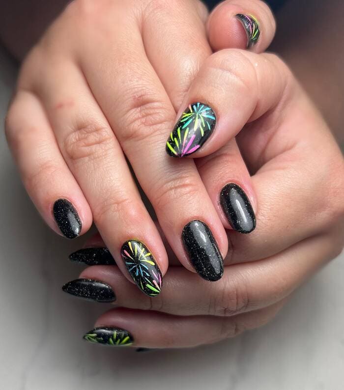 New Years Nails Ideas 2024 - Add some fireworks