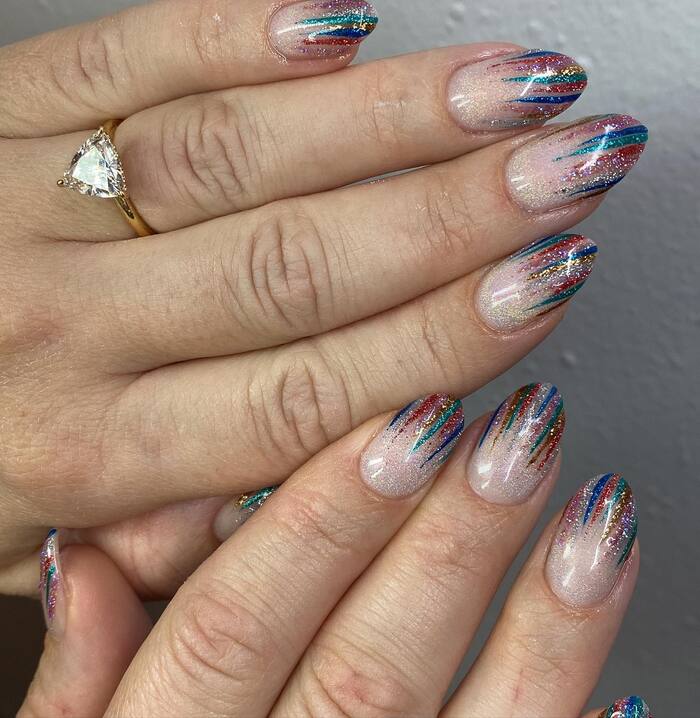 New Years Nails Ideas 2024 - Don some tinsel-themed nails