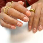 New Years Nails Ideas 2024 - Place rhinestones on nude nails