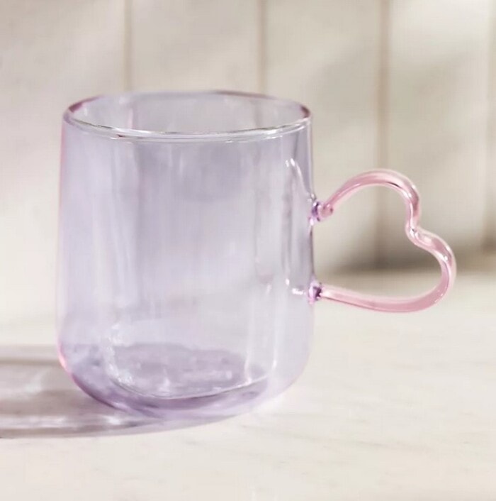 Anthropologie Valentine's Day 2024 - Corazon Glass Mug in Lilac