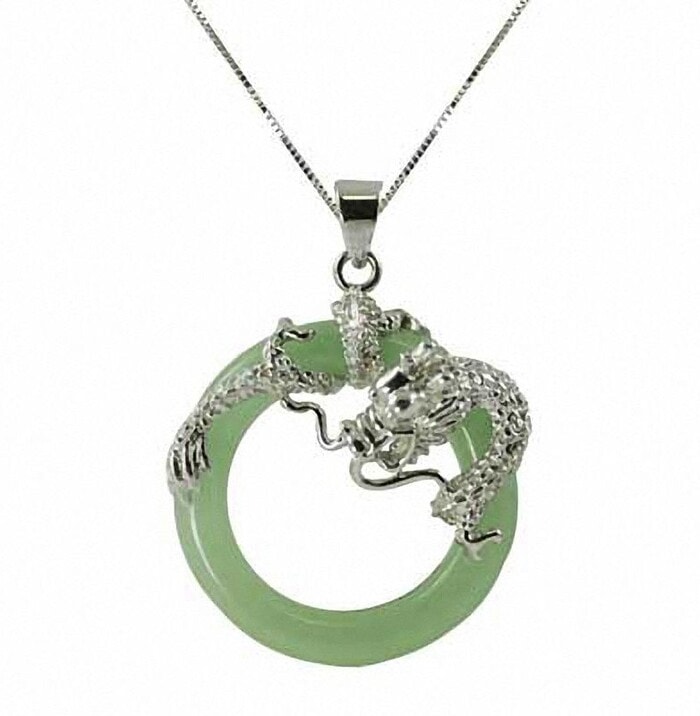 Best Lunar New Year Gifts 2024 - Circle Jade Dragon Pendant in Sterling Silver