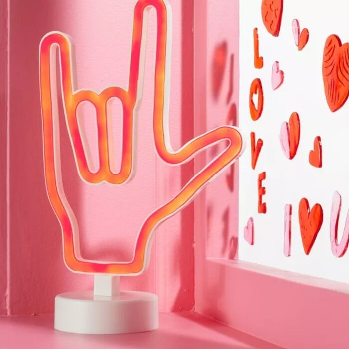 Target Valentine's Day 2024 - Valentine Lit Neon Sign “I Love You” ASL