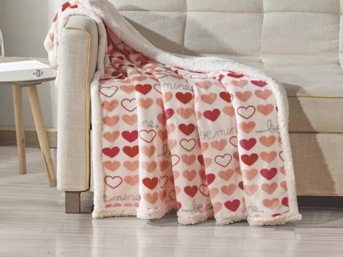 Target Valentine's Day 2024 - Sheradian Valentine’s Day Ultra Warm and Comfy Faux Shearling Lined Reversible Throw Blanket