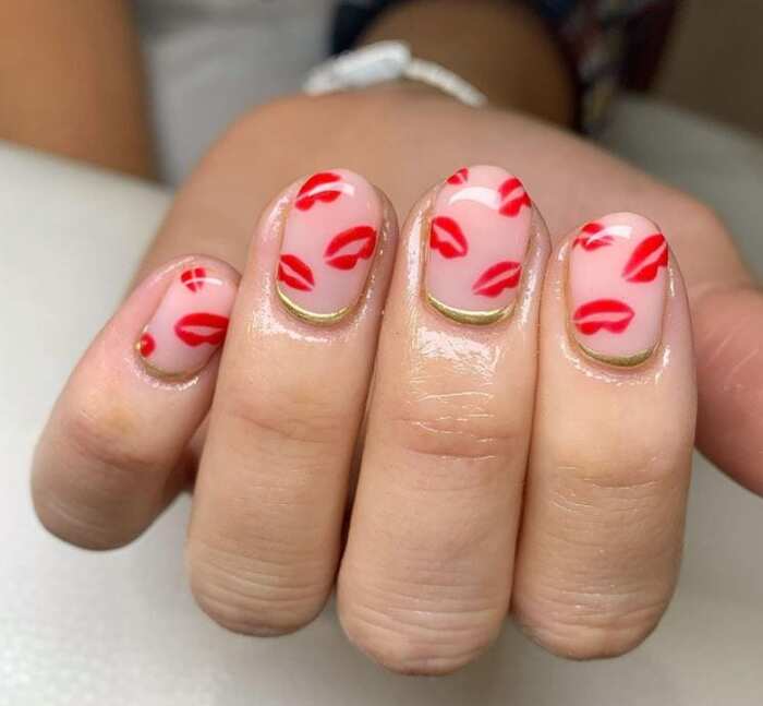Valentine's Day Nail Ideas - Red Lips Nails