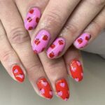 Valentine's Day Nail Ideas - Pink and Red Strawberry Valentine Nails