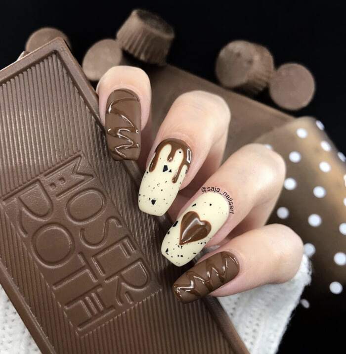 Valentine's Day Nail Ideas - Chocolate Dipped Valentine Nails