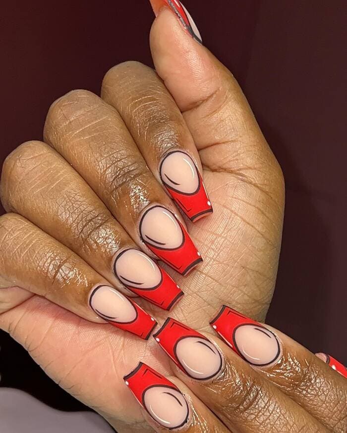 Valentine's Day Nail Ideas - Red Pop Art Nails