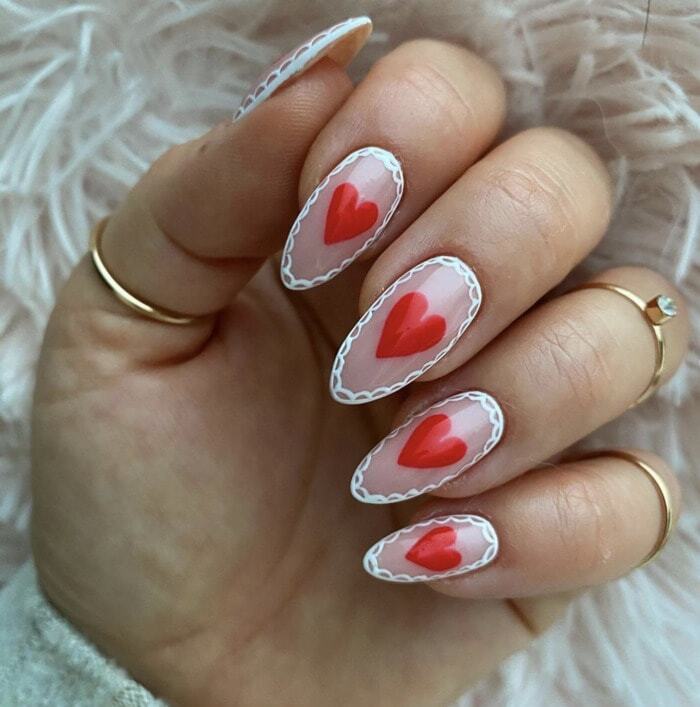 Valentine's Day Nail Ideas - Lace Nails