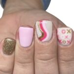 Valentine's Day Nail Ideas - XOXO Pink and Gold Nails
