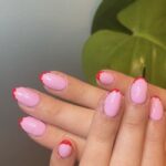 Valentine's Day Nail Ideas - Pink Nails with Red Scalloped Tips