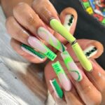 Green Nail Designs - Neon Mix And Match Coffin Nails