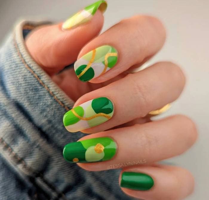 Green Nail Designs - Green Abstract Nails